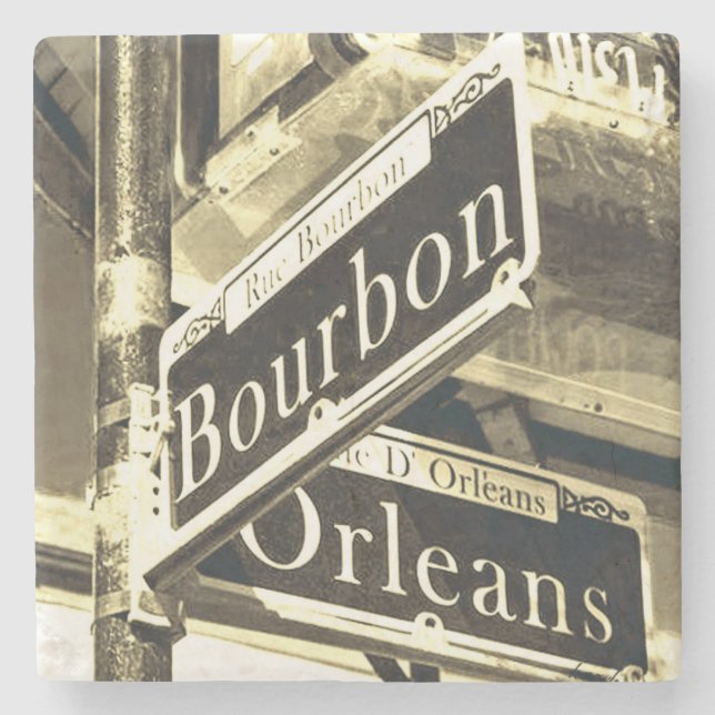 Bourbon Street, New Orleans, Vintager Stil Steinuntersetzer (Vorderseite)