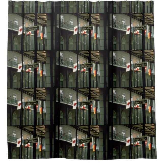 Bourbon Street Unterschreiben in New Orleans Duschvorhang (Vorderseite)