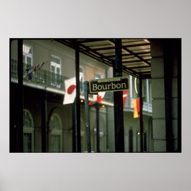 Bourbon Street Unterschreiben in New Orleans Poster (Vorne)