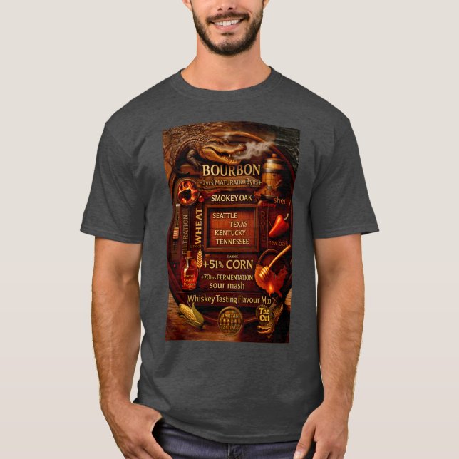 Bourbon Tasting Flavor Karte T-Shirt (Vorderseite)
