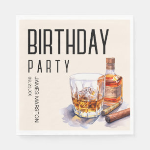Bourbon und Cigar Geburtstagsparty Serviette