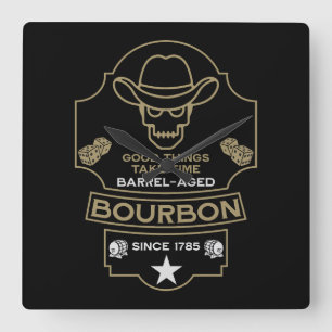 Bourbon Whiskey Art Quadratische Wanduhr
