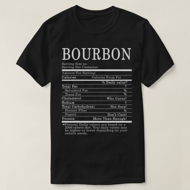 Bourbon Whiskey Funny Nutrition Facts Erntedank T-Shirt (Design vorne)