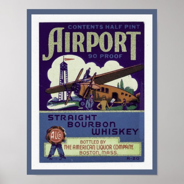 Bourbon Whiskey vom Flughafen 1930 Poster (Vorne)
