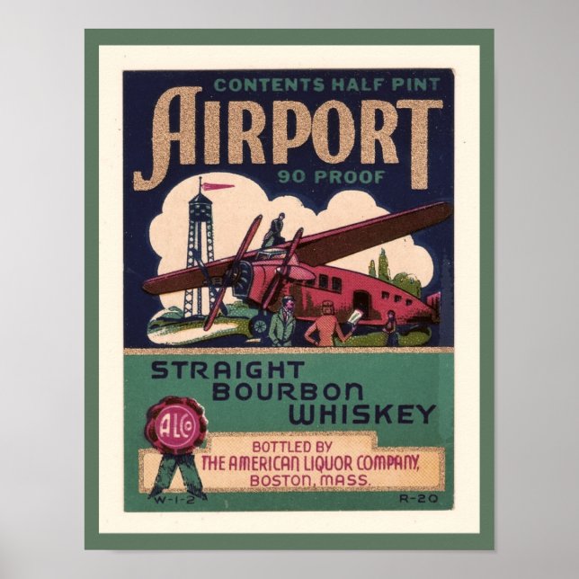 Bourbon Whiskey vom Flughafen 1930 Poster (Vorne)