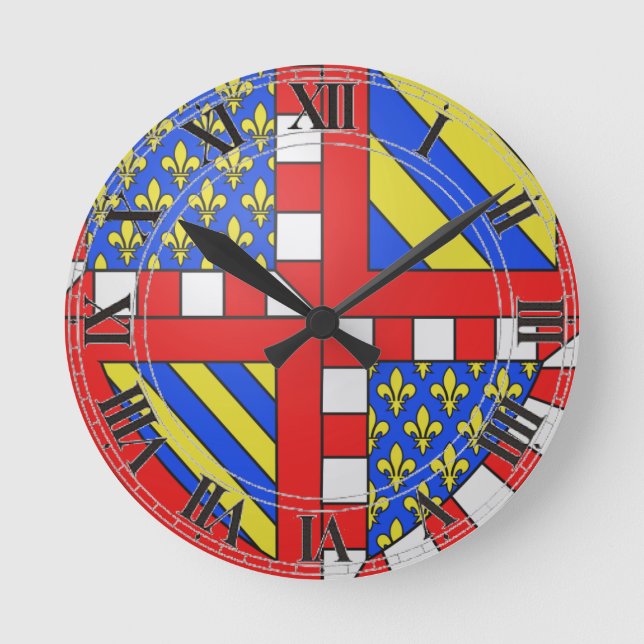 Bourgogne (Frankreich) Wappen Runde Wanduhr (Vorderseite)