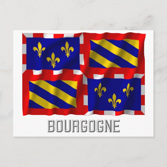 Bourgogne windet Flagge mit Namen Postkarte (Vorderseite)