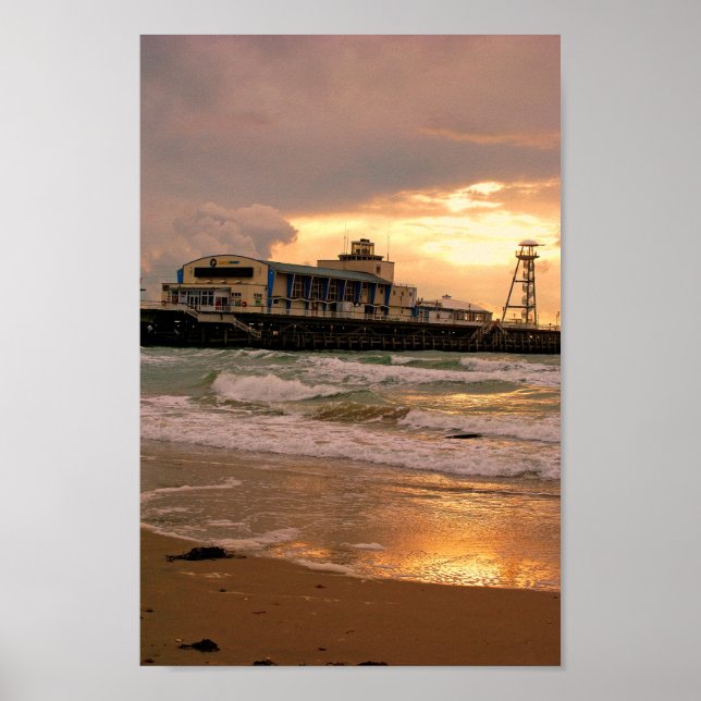Bournemouth Pier and Beach Dorset England Poster (Vorne)