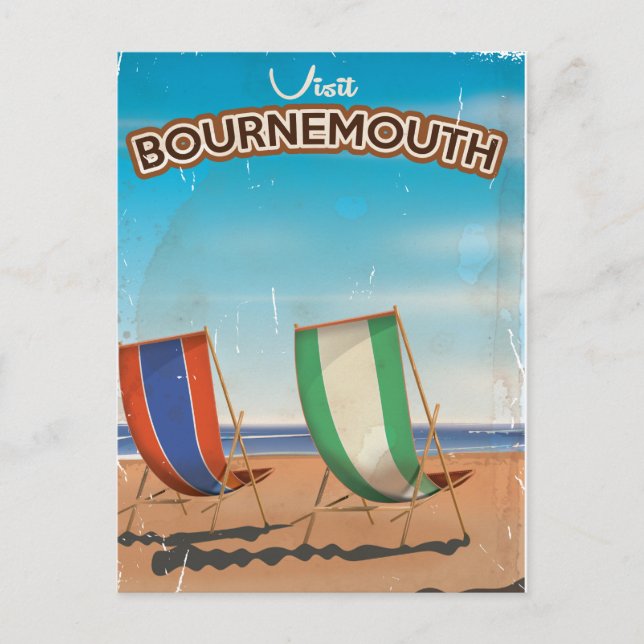 Bournemouth Vintage Reiseplakat Postkarte (Vorderseite)