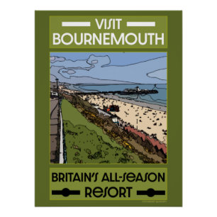 Bournemouth Vintage Retro an der Küste Poster