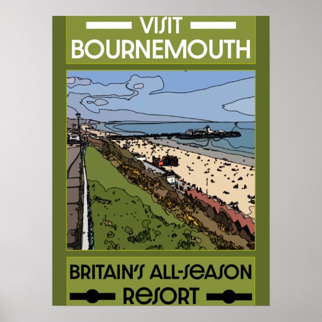Bournemouth Vintage Retro Seebad Poster (Vorne)
