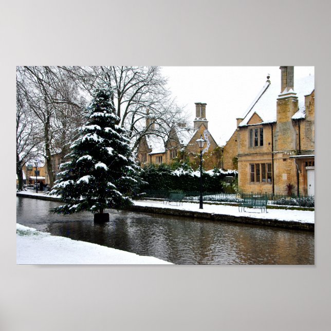 Bourton auf dem Wasser Weihnachtsbaum Cotswolds Poster (Vorne)