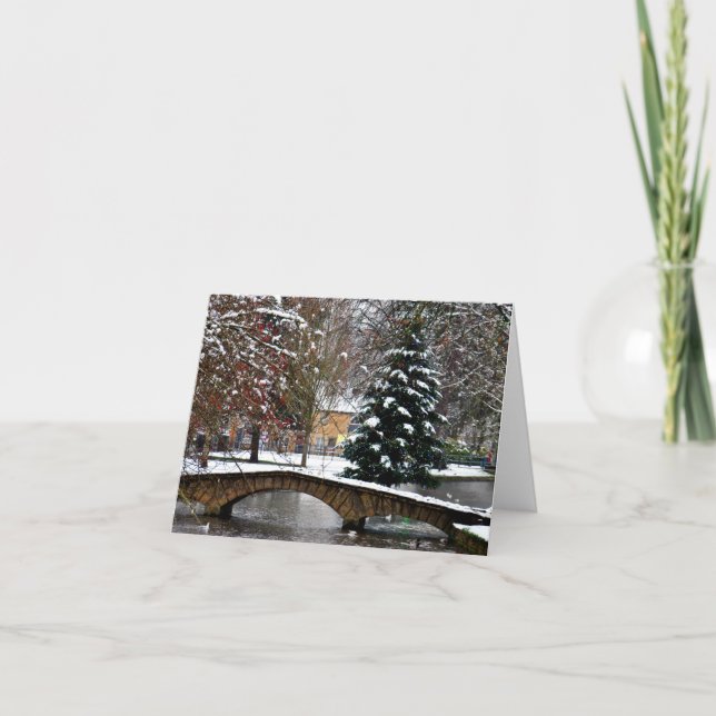 Bourton auf der Weihnachtsbaum-Cotswolds-Karte Ankündigung (Vorderseite)