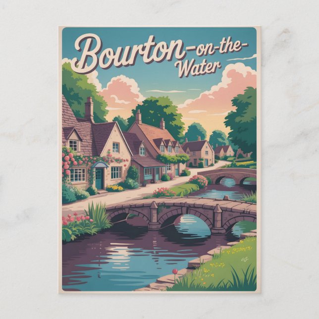 Bourton im Vintagen Wasser Postkarte (Vorderseite)