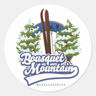 Bousquet Mountain Massachusetts Ski-Logo  Runder Aufkleber