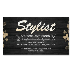 Boutique Barber Shop Holz mit Monogramm Magnetische Visitenkarte