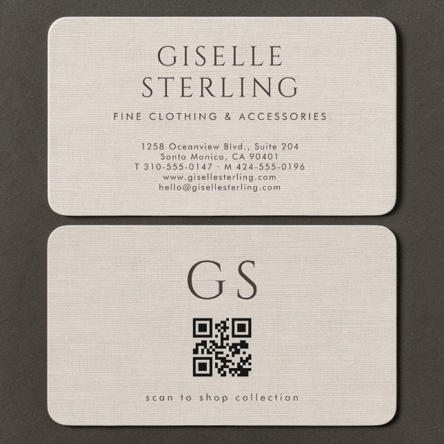 Boutique-Bekleidungsgeschäft Leinen QR-Code  Visitenkarte (Von Creator hochgeladen)