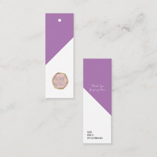Boutique-Bekleidungsmarken Größe Logo Lila Hängen Mini Visitenkarte