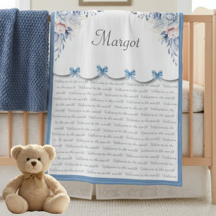 Boutique Blau Baby Mädchen Individuelles Kinderzim Fleecedecke