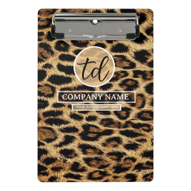 Boutique Branding Leopard Skin Beauty Industry Mini Klemmbrett (Vorderseite)