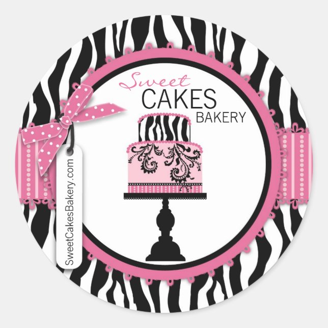 Boutique Chic Cake Business Sticker (Vorderseite)