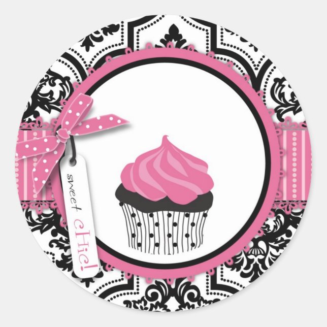 Boutique Chic Cupcakes Sticker_mbkemp Runder Aufkleber (Vorderseite)