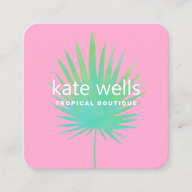 Boutique der tropischen Kleidung aus Palmblättern Quadratische Visitenkarte (Vorderseite)