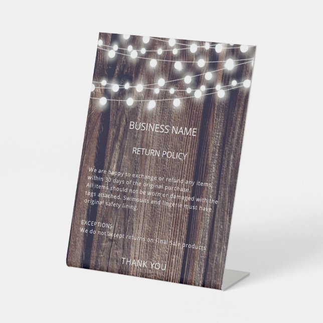 Boutique für die Rückgabe von Holz Sockelschild (Vorderseite)