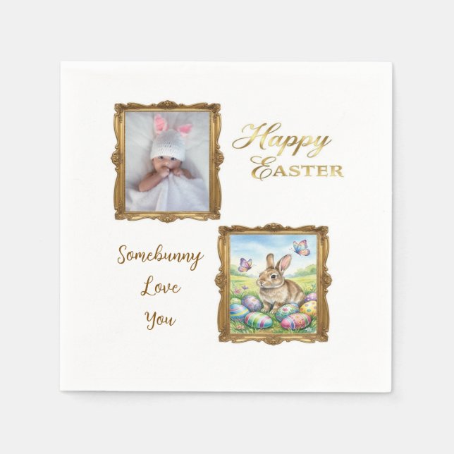 Boutique Gold Frame Photo Keepsake Easter Serviette (Vorderseite)