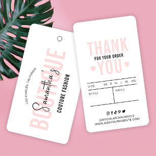 Boutique Hang Tags für moderne Pink- und Weißkleid