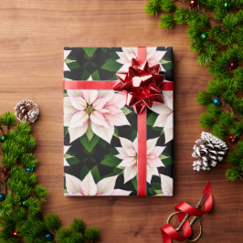 Boutique Holiday Blush Poinsettia Rolled Gift Wrap Geschenkpapier