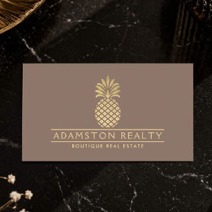 Boutique-Immobilien Gold Pineapple Luxus Taupe Visitenkarte