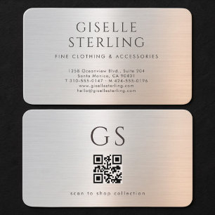 Boutique-Kleidung Metallischer QR-Code Visitenkarte