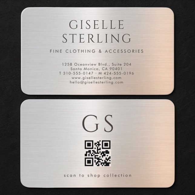 Boutique-Kleidung Metallischer QR-Code  Visitenkarte (Von Creator hochgeladen)