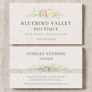 Boutique Landhaus Shabby Chic Leinen Visitenkarte