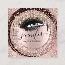 Boutique Makeup Lashes Glitzer Rose QR Lash Quadratische Visitenkarte