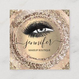 Boutique Makeup Lashes Imitate Gold Rose QR Lash Quadratische Visitenkarte