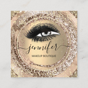 Boutique Makeup Lashes Imitate Gold Rose QR Lash Quadratische Visitenkarte