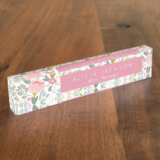 Boutique-Manager für Blumenkoralle, Aquarellbilder Namensplakette (Seite)