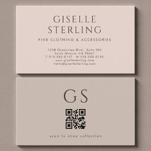 Boutique-Mode-QR-Code Luxus-Rosa-Beige Visitenkarte