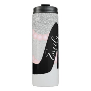 Boutique Ombre Faux-Sparkle-Monogramm-Name Thermosbecher