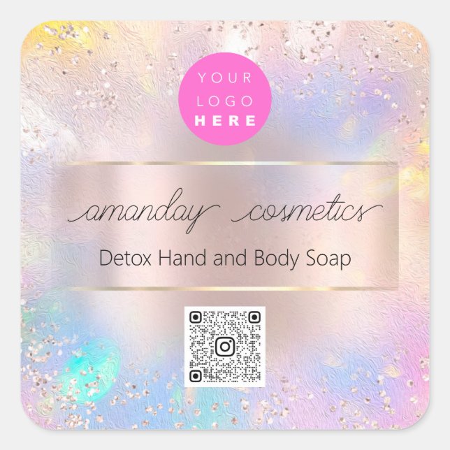 Boutique Online Shop Rose Logo Quadratischer Aufkleber (Vorderseite)