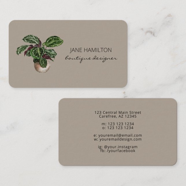 Boutique Pflanze Service Business Card Visitenkarte (Vorne/Hinten)