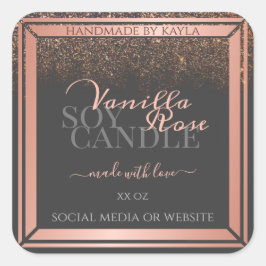 Boutique Produktverpackungen Etiketten Grau und Ro Quadratischer Aufkleber