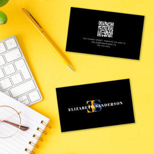 Boutique Retro Monogram QR Code Business Card Visitenkarte