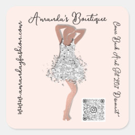Boutique Shop Closing Qr Code Rose Spark Glitzer Quadratischer Aufkleber