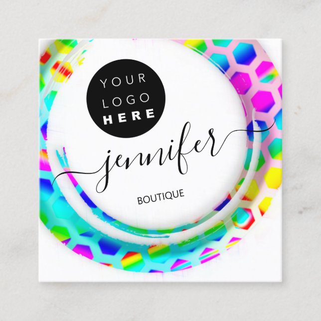 Boutique-Shop-Logo Mermaid Pink Quadratische Visitenkarte (Vorderseite)