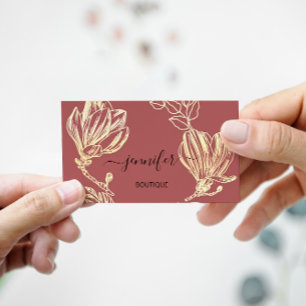 Boutique Shop Rose Gold Blume QR Code Visitenkarte