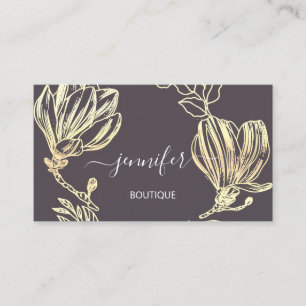 Boutique Shop Smoky Plum Gold Blume QRCode Visitenkarte