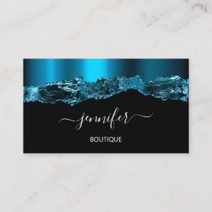 Boutique Shop Yellow Aquamarin Blue Black Logo QR Visitenkarte